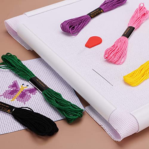 Pllieay 3 Pack Square Embroidery Hoops, Plastic Cross-Stitch Hoops