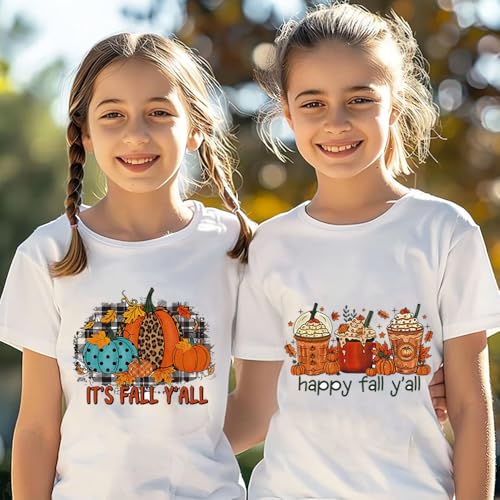 4 Sheets Fall Thanksgiving Iron On Transfers for T-Shirts, Heat Transfers Vinyl Harvest Pumpkin Maple Leaf Dwarf HTV Vinyl Iron on Decals for T-Shirt Clothes Pillow Hoodie DIY Crafts - color: D