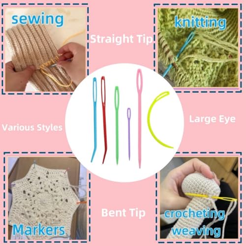 Hilsayum 25Pcs Yarn Needles Set with Box,Curved Darning Needles for Yarn