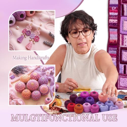 30 Pcs Size 8 Pearl Cotton Thread Balls 10 Grams, Berry Color - color: Berry Color