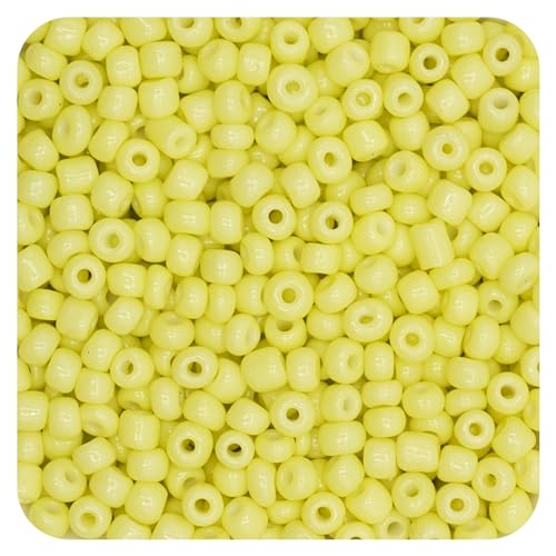 6/0 Craft Glass Seed Beads Bulk, 4mm 1000 Pcs Colorful Bracelet Beads Small for Jewelry Making, Waist, Hair, Neckalce Ring Earring DIY Art (Yellow) - color: Yellow