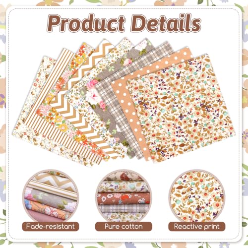 84 Pcs 8 inch Autumn Precut Quilting Fabric Fall Cotton Fabric Squares - color: Khaki, size: 8″