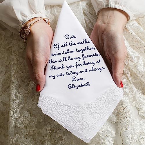 HOULIFE Lace Handkerchiefs for Women Pack, Ladies White Cotton Hankies with Flower Embroidery Lace Edge for Wedding Party