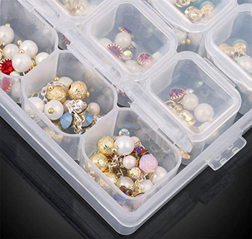 2 Pack 28 Grids Clear 5D Diamond Painting Embroidery Box, Accessories Storage Containers Adjustable Bead Case with 196 Pcs Label Stickers (28 Grids-2pack) - color: 28 Grids-2pack