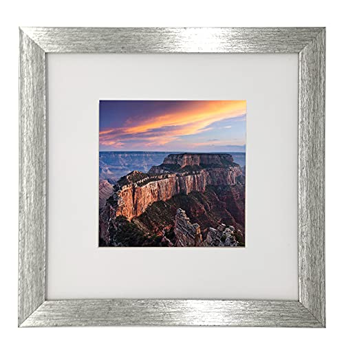 10x10 Photo Frame Gallery Picture frame with 6x6 mat,Freestanding and Wall Mountable,Silver - color: Silver, size: 10x10