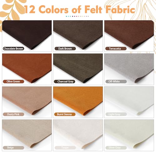HaoFeiJH 6Pcs Felt Sheets 8"x20" (Warm Autumn 12pcs) - color: Warm Autumn 12pcs
