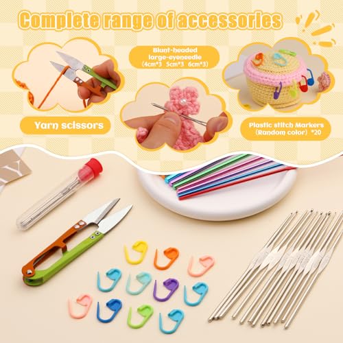 IMZAY 54 Pcs Crochet Hooks Set, 0.6mm-6.5mm Crochet Needles for Yarn - color: Orange, size: 54 Pcs
