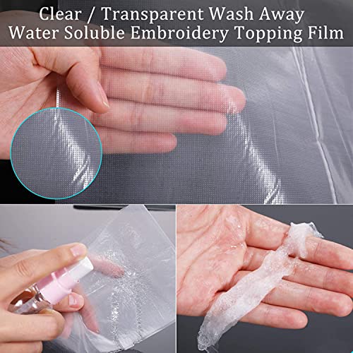 YEQIN Wash-Away Water Soluble Embroidery Stabilizer & Topping Film 12"x11 Yd roll, Cut into Various Sizes for Machine Embroidery and Hand Sewing