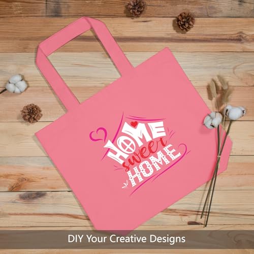 TOPDesign 1-Pack Super Strong Large 12oz Cotton Canvas Tote Bag, Reusable Grocery Shopping Cloth Bag, Fashionable Two-Tone Tote for Crafts, DIY Your Creative Designs - color: Rose Pink
