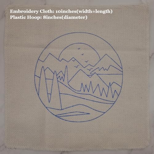 Esffaci Punch Needle Kit for Adults Beginner Starter Punch Embroidery Kit with Red Sunrise Snow Mountain Tree Scenery Pattern DIY Punch Stitch Supplies with Stamped Fabric Yarn Hoop Tool Instruction - color: Sunrise