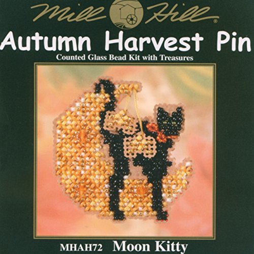 Moon Kitty Beaded Counted Cross Stitch Halloween Ornament Kit Mill Hill 2005 Autumn Harvest MHAH72