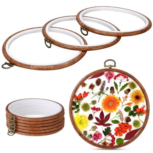 Burbell 15 Pcs Embroidery Hoops Round Wood Frame Cross Stitch,6 Inch - size: 6 Inch