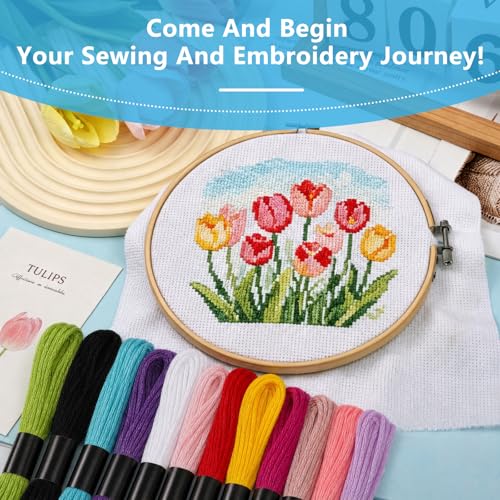 Embroidery Thread, 12 Skeins Rainbow Color Cotton Embroidery Floss - color: Rainbow Series