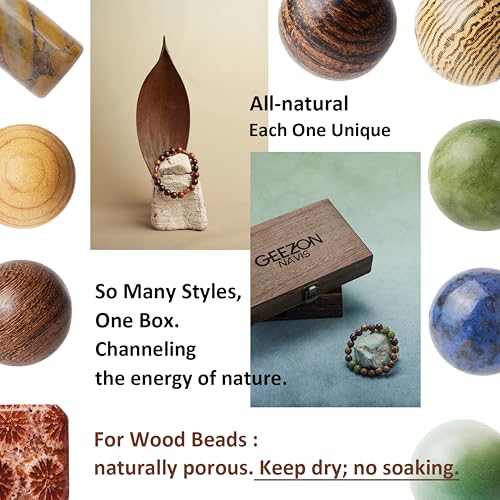 Geezon Navis DIY Bracelet Making Kit Natural Wooden Stone Beads Gift Craft