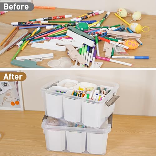 Citylife 17QT 4-Pack Clear Storage Bins with Lid 6 inserts Stackable - size: 4 Pack-17 QT