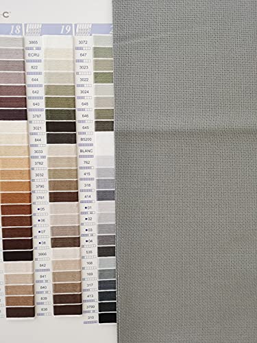 KCS 4/6 pc of 12" x 18" (30cmx45cm) 18CT Counted Cotton Aida Cloth Cross Stitch Fabric (6 pc, Pearl Grey+Light Steel Grey+Medium Grey) - color: Pearl Grey+light Steel Grey+medium Grey, size: 6 pc
