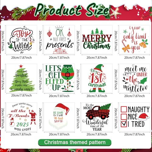 Fainne 12 Sheets Santa Iron on Transfers, Watercolor Heat Decals - style: Santa