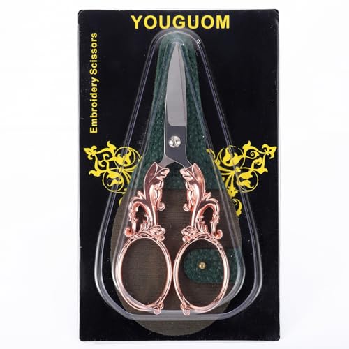 YOUGUOM Sewing Scissors with Cover, Multipurpose Craft Shears - color: Rose Gold