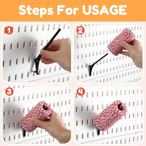 Geelin 20 Pcs Black Pegboard 45° Spool Hooks Pegboard Accessories - color: Black