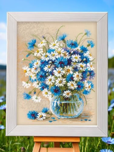 RIOLIS 2249 Daisies and Cornflowers Counted Cross Stitch Kit 9.5 x 11.75 in - style: Daisies and Cornflowers 2249