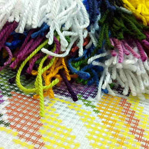 Brvsk Floral Needlepoint Kit for Adults and Beginners — Sunflower Among Flowers 16″ × 16″ with Clear, Precise Printed Design on Cotton Canvas; Includes 2 Needles, Yarn, and Easy-Read Chart