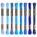 8 Skeins Cotton Embroidery Floss, 8.75yds for Hand Embroidery (Blue Mix - color: Blue Mix