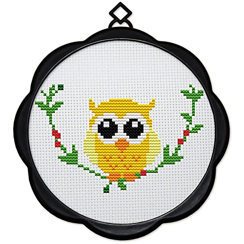Awesocrafts Cross Stitch Kits Owl 11CT Stamped Patterns Easy Cross Stitching Embroidery Needlework Kit Supplies (Owl) - color: Owl