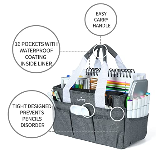 JJRING Craft Organizer Tote Bag Art Storage Caddy Grey - color: Grey, size: Small