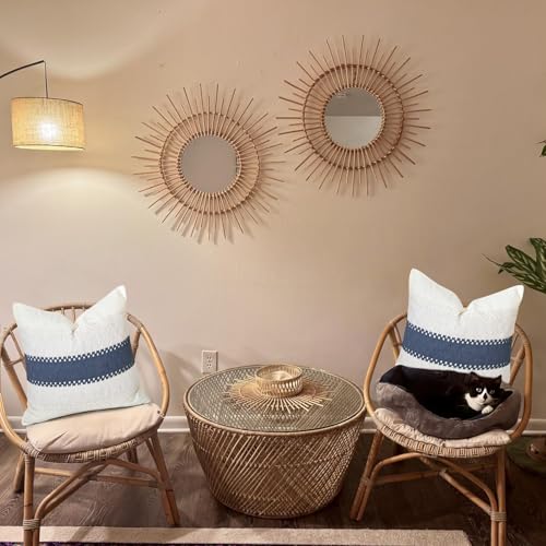 Throw Pillow Covers 1PC for Living Room, Cotton & Burlap, Boho Sytle Decorative Home (Beige & Blue, 16x16 Inch) - color: Beige & Blue, size: 16" x 16" (Pack of 1)