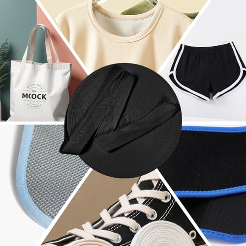 Cotton Twill Tape Ribbon 1/2 Inch Wide Tape Herringbone Webbing Roll Bias Binding Tapes for Sewing and DIY Crafts, Natural (Black, 1/2 Inch, 10 Yards) - color: Black, size: 1/2 Inch, 10 Yards