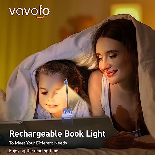 VAVOFO Rechargeable Book Light for Reading in Bed Kids, 7 LED Reading Light with 9-Level Warm Cool White Daylight, Eye Care Lamp with Power Indicator for Bookworms (Purple) - color: Purple