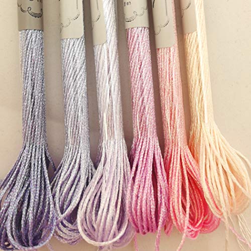 KCS 6-Strand Cross Stitch Metallic Variegated Pearl Shiny Embroidery Floss (6 skeins, Solid Color 9) - color: Solid color 9