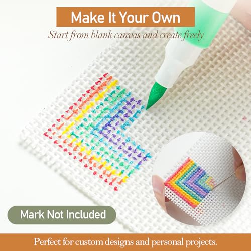 Kaitiaki 13 Mesh Needlepoint Canvas 8 x 8 Inch, 8 Pack 100% Cotton 13CT Blank White Sheets with 5 Needles, Boxed No-Fold Refill Pack for DIY Needlepoint Embroidery Crafts - color: White 13mesh-8x8 in