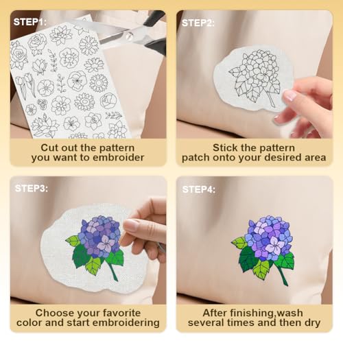 43Pcs Flower Leaf Water Soluble Hand Sewing Stabilizers - style: Various Flower