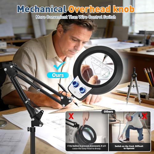 KIRKAS Magnifying Floor Lamp, 12X 30X 11.2in Stable Base Magnifier Black - color: Black, size: 12X 30X 11.2inch