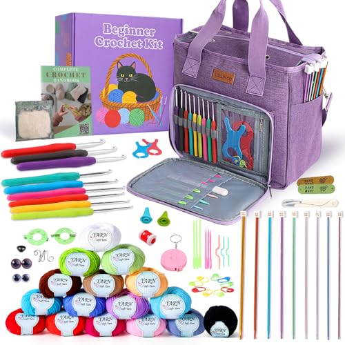 Lewhoo Crochet Kits for Beginner Adults, All Inclusive Crochet Set - color: Purple