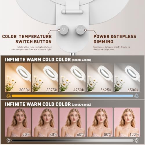 15X Magnifying Lamp with Light, 3-in-1 LED Lighted Magnifying Glass Desk Clamp Floor Stand,Optical Glass，Stepless Dimming，Lighted Magnifiers for Close Work,handicrafts, Repair,Reading, White - color: White