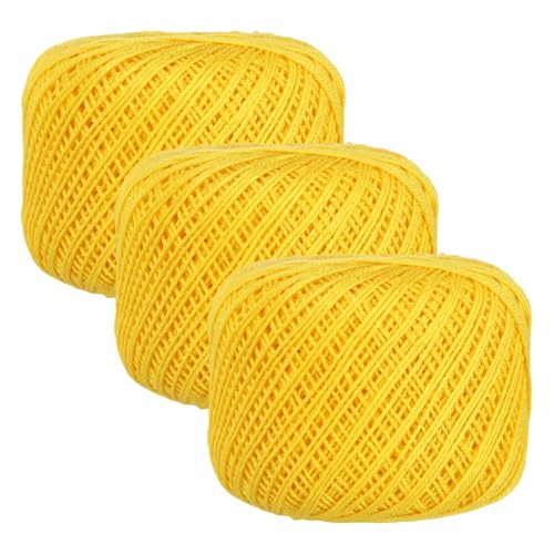 MECCANIXITY Crochet Thread Pearl Cotton Size 3 Yellow 3 Rolls 164 Yards for Crocheting Tatting Knitting Embroidery Sewing - color: Yellow