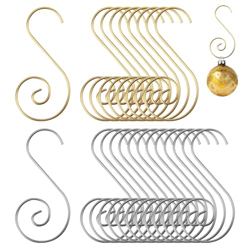 80 Pcs Christmas Ornament Hooks, Stainless Steel S Hooks for Holding Christmas Balls - Gold and Silver - color: Gold Sliver