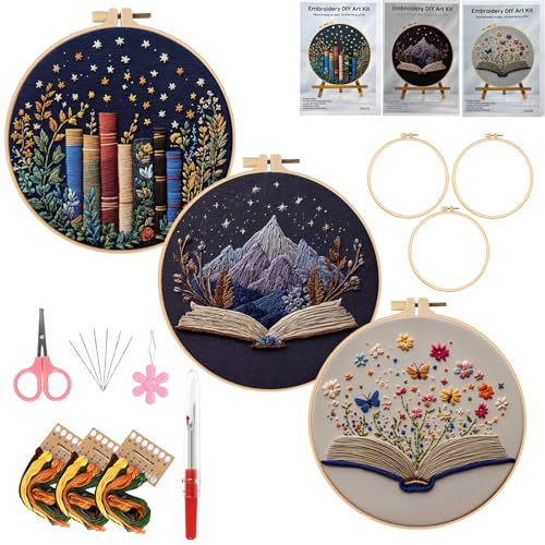 LYMIGER 3 Packs Embroidery Kit for Adults, Embroidery for Beginners (Book) - color: Book