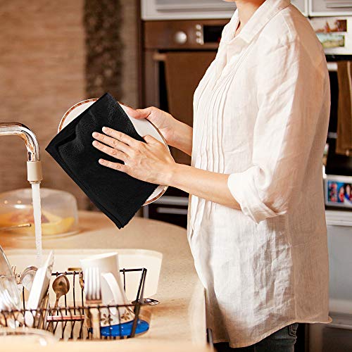 Utopia Towels Kitchen Bar Mops, Pack of 36, 16 by 19 Inches, 100% Cotton Super Absorbent Black Towels, Multi-Purpose Cleaning Towels for Home and Kitchen Bars - color: Black, size: 36 Pack