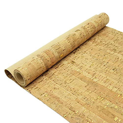 SorenCut Cork Fabric by The Yard for Sewing: Natural Cork and Gold Embellished Craft Fabric Sheet,Glitter Fabric Roll 12.5 * 52 Inch for Earrings and Other HandCrafts DIY Projects - color: Yellow 1944