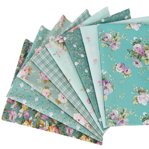 8pcs Fat Quarters 100% Cotton Fabric Bundles Floral Precut Fabric Squares 18”x22” for DIY Quilting Sewing Patchwork Crafts