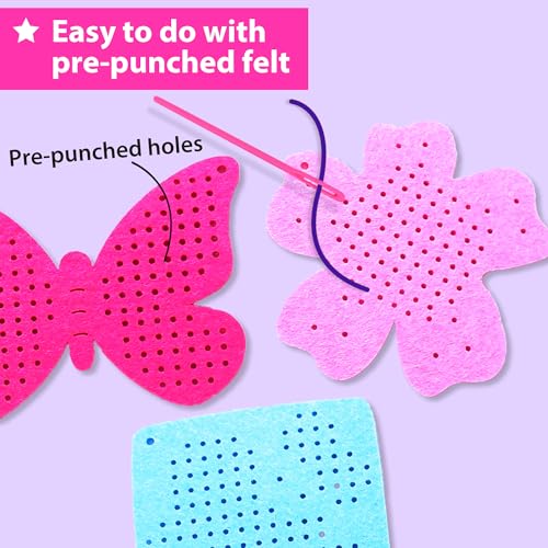 KRAFUN Butterfly & Flower Cross Stitch Kit for Kids Age 5+ - color: Butterfly
