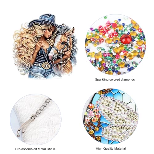 JISHSHAY Diamond Painting Pendant Beautiful Woman Diamond Art Hanging Ornament Horse Gem Art Window Hanging Gem Painting Wind Chimes Mosaic Kits for Adults Windchimes Embroidery Sun Catchers - color: Beautiful Woman 1