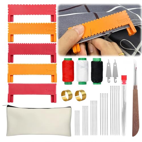Clip-On Sewing Ruler Set, 2/3/4/5/6mm Stitch Guide Sewing Gauge for Straight Edge Stitching, Hemming & Quilting, 40 PCS Sewing Accessories for Fabric Crafts and DIY Sewing