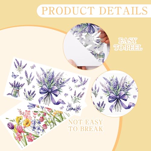 8 Pcs Spring Wildflower Rub-On Transfers for Furniture & Crafts - style: Spring Wildflower
