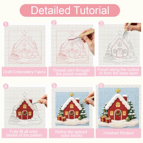BEUNITONE Punch Needle Kit for Beginners Adults, Christmas Snowhouse Design - color: 13-Christmas Snowhouse