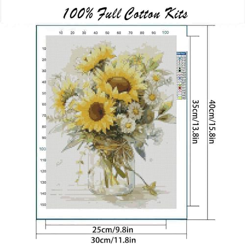MYBISYMQQ Stamped Cross Stitch Kits - Flower Embroidery Starter Kit for Adult Beginners, Cross Stitch Kits Embroidery Kit Arts and Crafts for Beginners,Crafts for Home Wall Decor 15.7x11.8 inches - color: D063