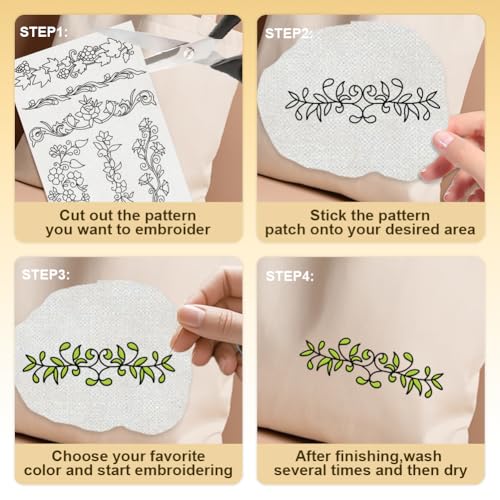 35Pcs Plant Vine Water Soluble Hand Sewing Stabilizers 4 Sheets - style: Vine Lace
